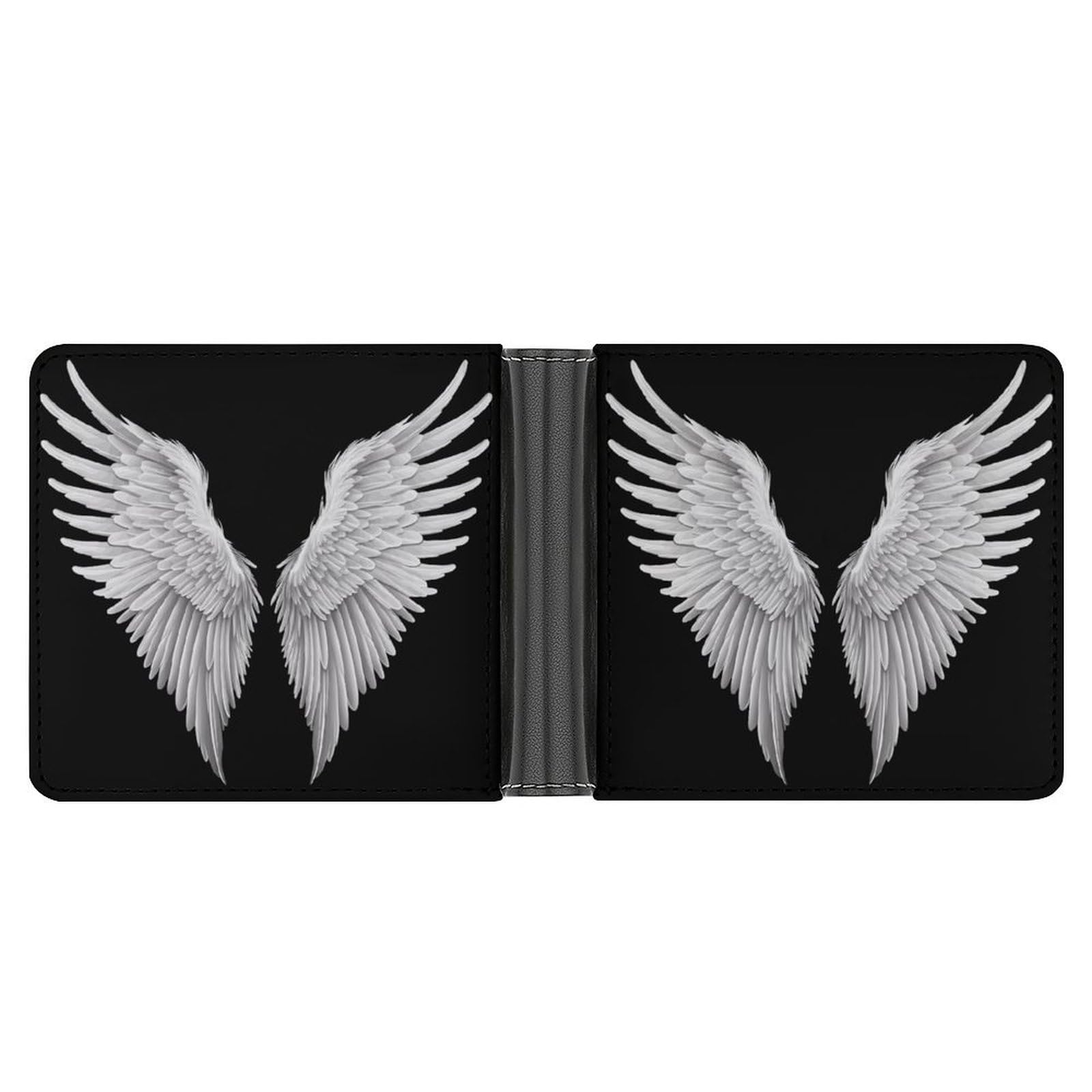 Angel Wings Bifold Wallet PU Leather Coin Purse Lightweight Credit Card Holder Wallet Money Clip