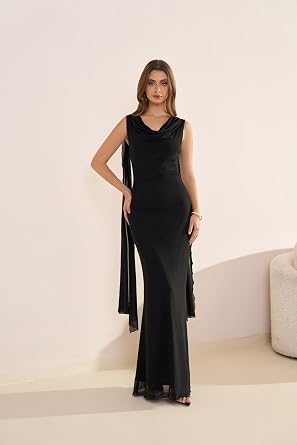 Parthea Women's Summer Formal Wedding Guest Dresses Sleeveless Backless Long Elegant Evening Party Maxi Bodycon Dress