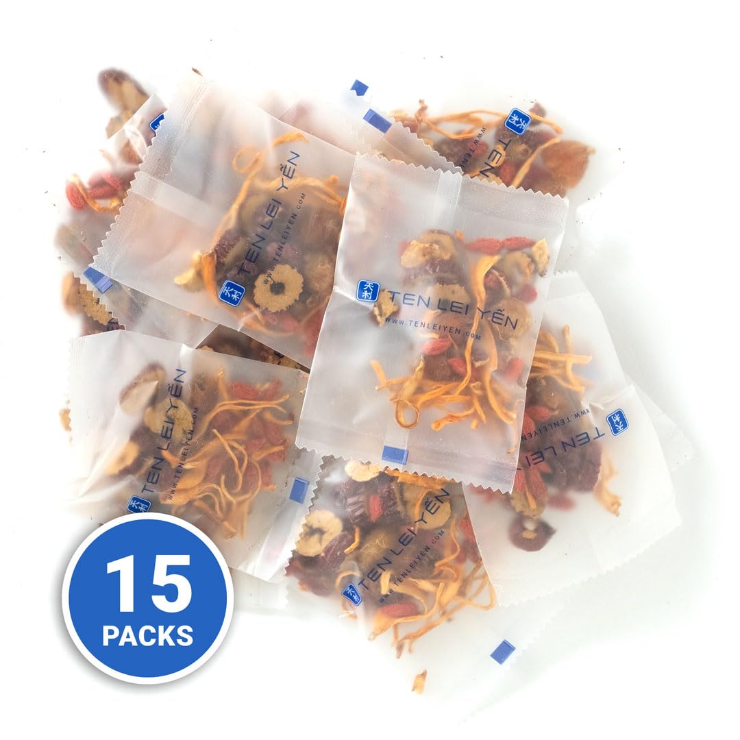 Ten Lei Yen - Natural Healthy Food | Cordy Mix (Trà Đông Trùng Hạ Thảo Tứ Vị) | 15 Packs per Bag |150g / 5.29 oz | 2 Pack