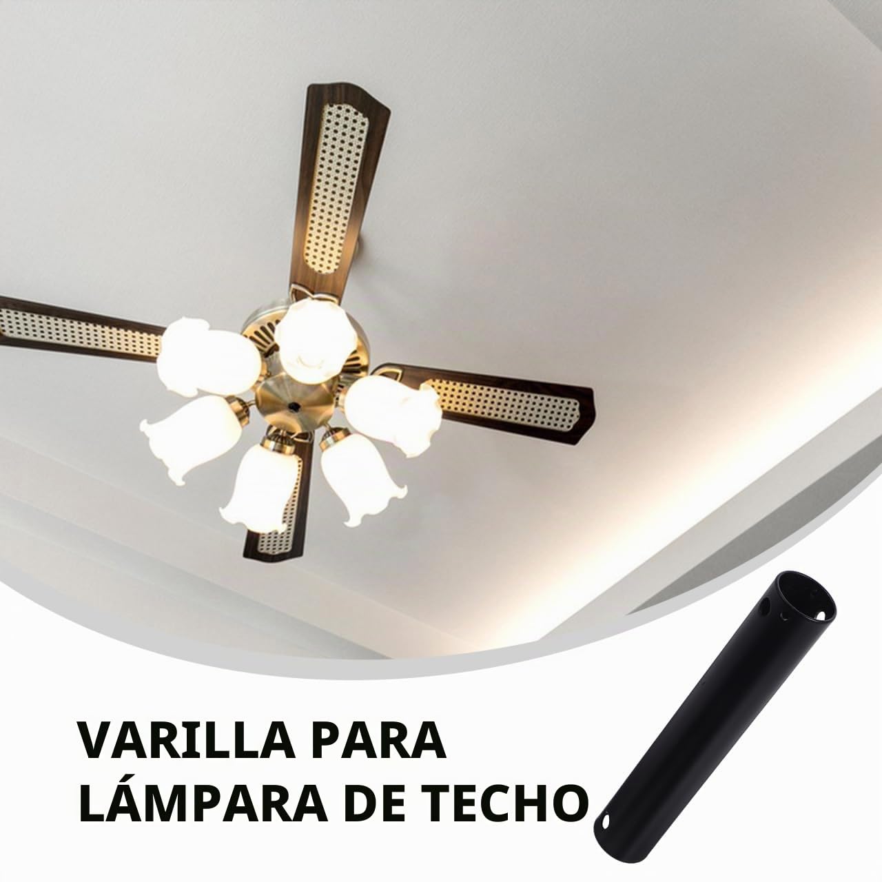 Ciieeo Varilla De Extensión Para Ventilador De Techo Universal 5.9 Pulgadas Barra Prolongadora Para Lámpara De Ventilador Accesorio Repuesto Compatible Con Ventiladores De Techo De Alto