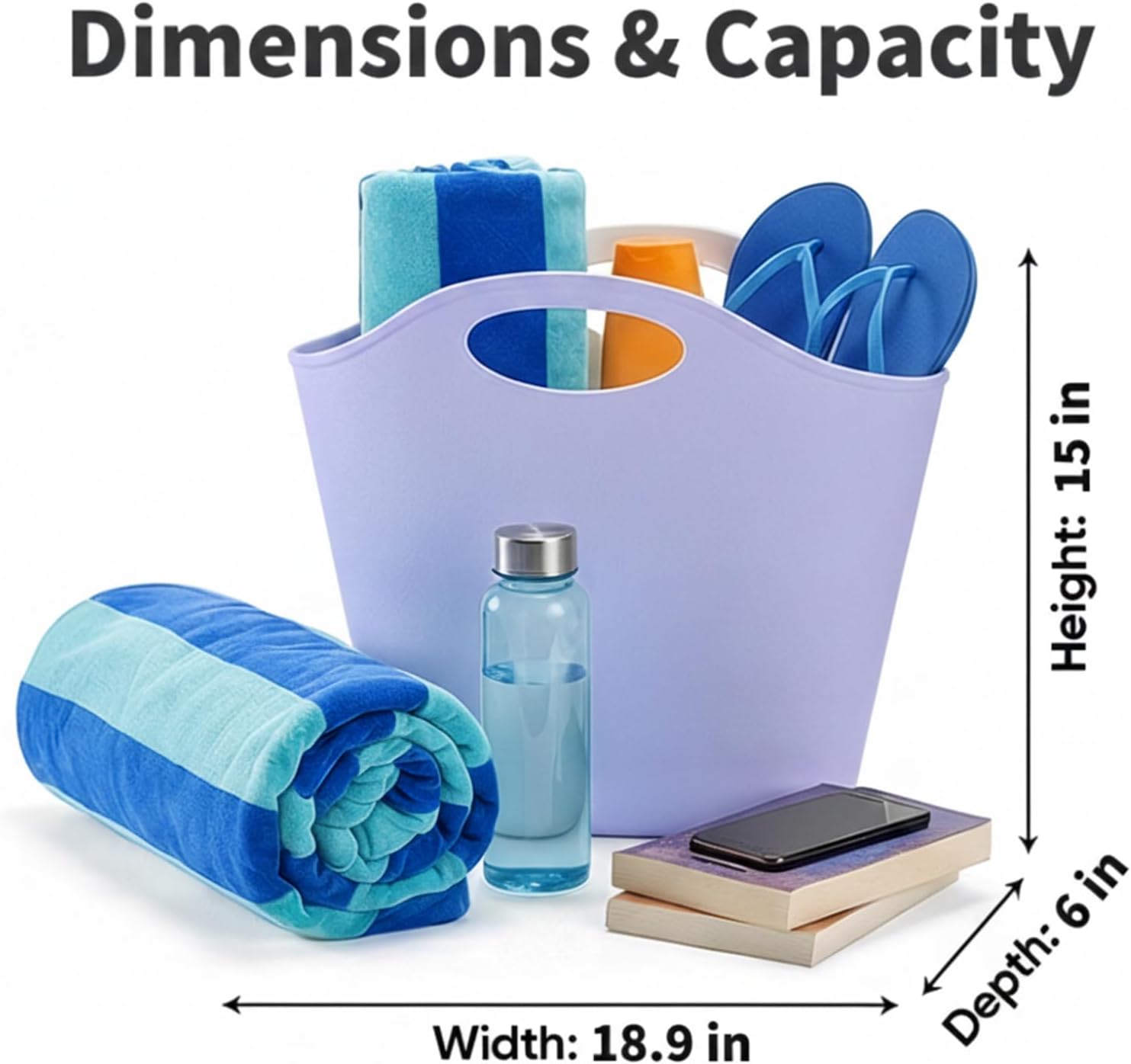 Lazy sundaze Large Beach Bag | Waterproof Getaway Rubber Tote with Zipper Pocket for Travel, Pool, Boat, Groceries, Sports - Image 4