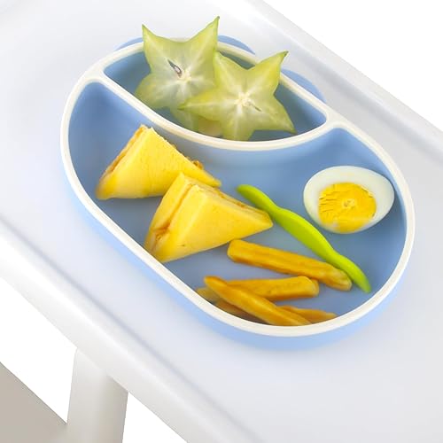 Miniatura 2 de Placas de succión para bebés, niños pequeños, placa dividida de silicona líquida antideslizante con base de succión doble fuerte para platos de bebé