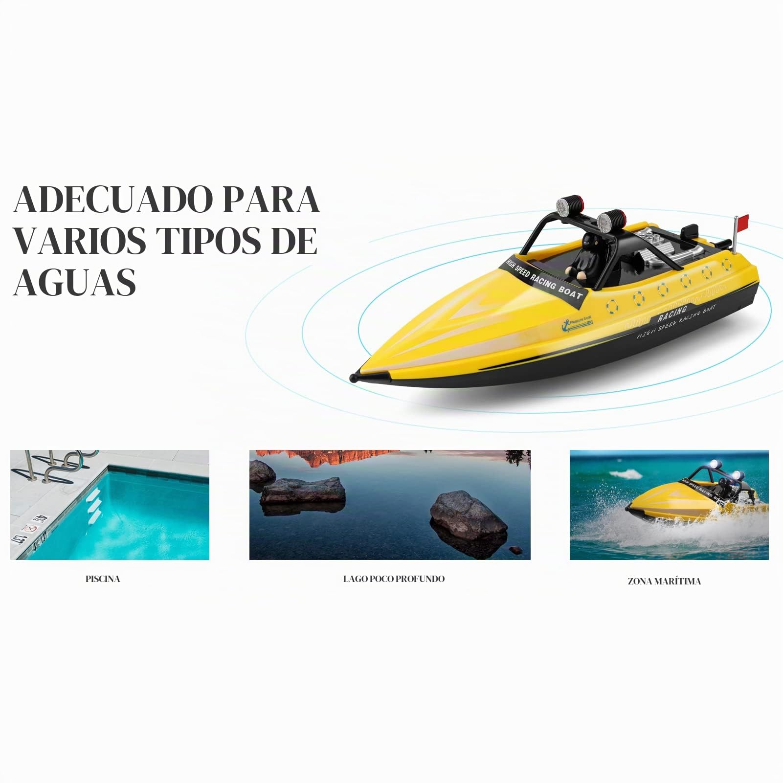 Goolsky Barco Teledirigido, 2.4 GHz, Barco Teledirigido, 16 km/h, Con Bolsa De Almacenamiento
