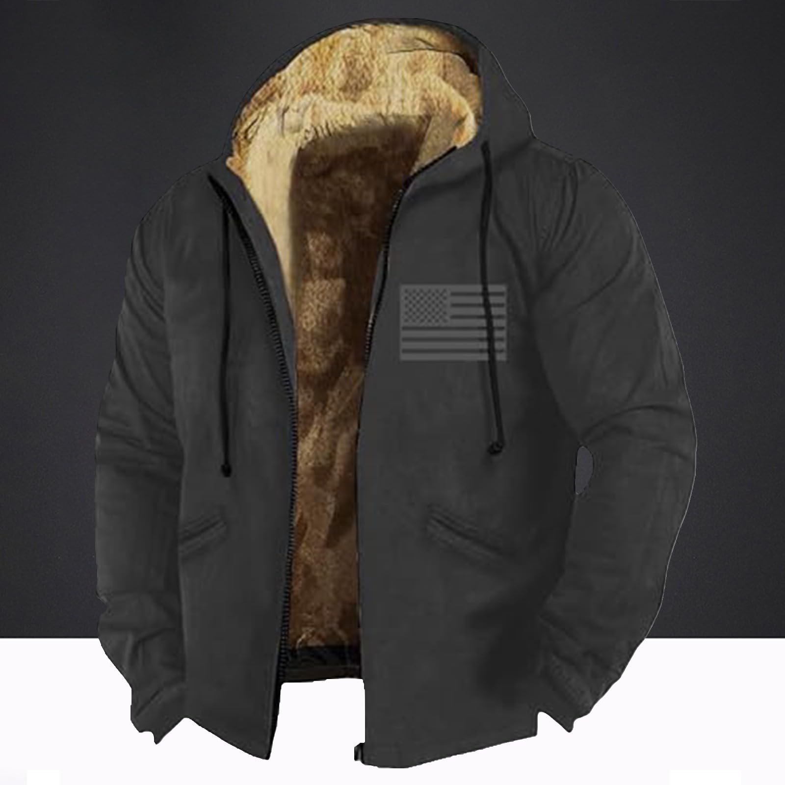 Felpa da uomo in pile con cappuccio, a maniche lunghe, casual, con tasca