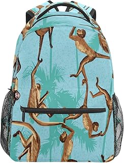 Mochila escolar para meninos e meninas Mochila com estampa de macaco fofo estampa de árvore estudante bolsa de ombro para meninos meninas leve e durável médio ensino médio bolsa de viagem mochila para caminhadas acampamento mochila, Multicolorido, One Size, Clássico