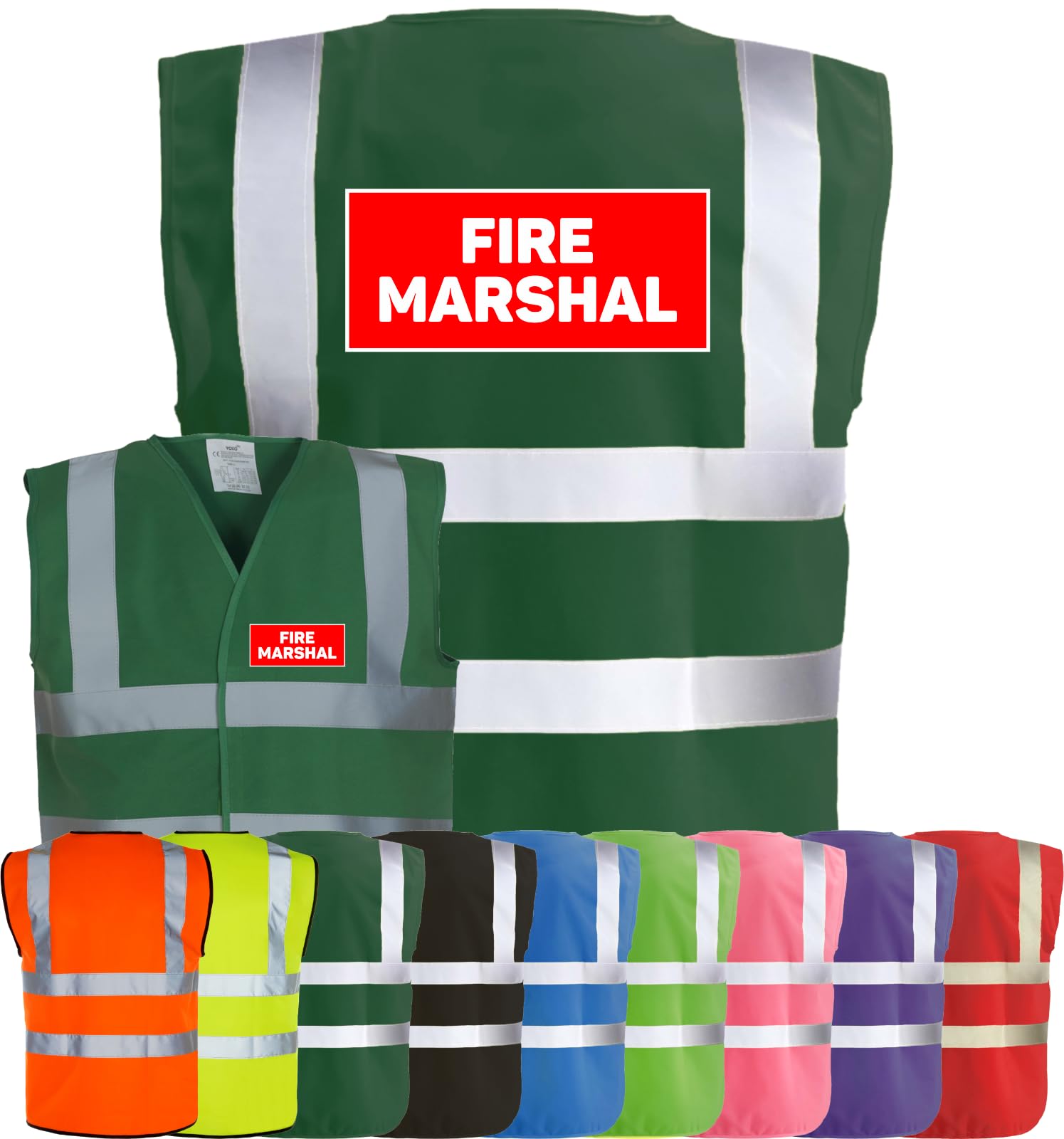 Corporate Togs FIRE MARSHAL Printed Hi-Vis Waistcoat - High Visibility Safety Vest Tabard, Fastening, Health & Safety Compliant Waistcoat | Protective Safety Wear โ image 1