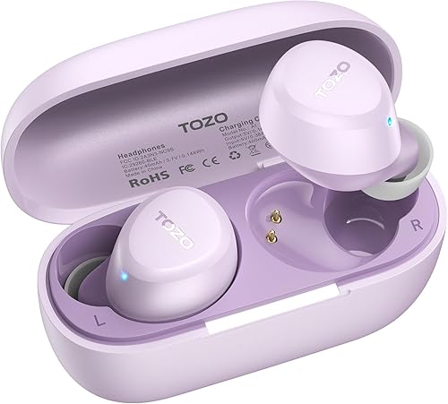 Miniatura 13 de TOZO Auriculares inalámbricos A1 Bluetooth 5.3 de peso ligero en el oído IPX5 Auriculares impermeables 2 micrófonos para llamadas AI, auriculares