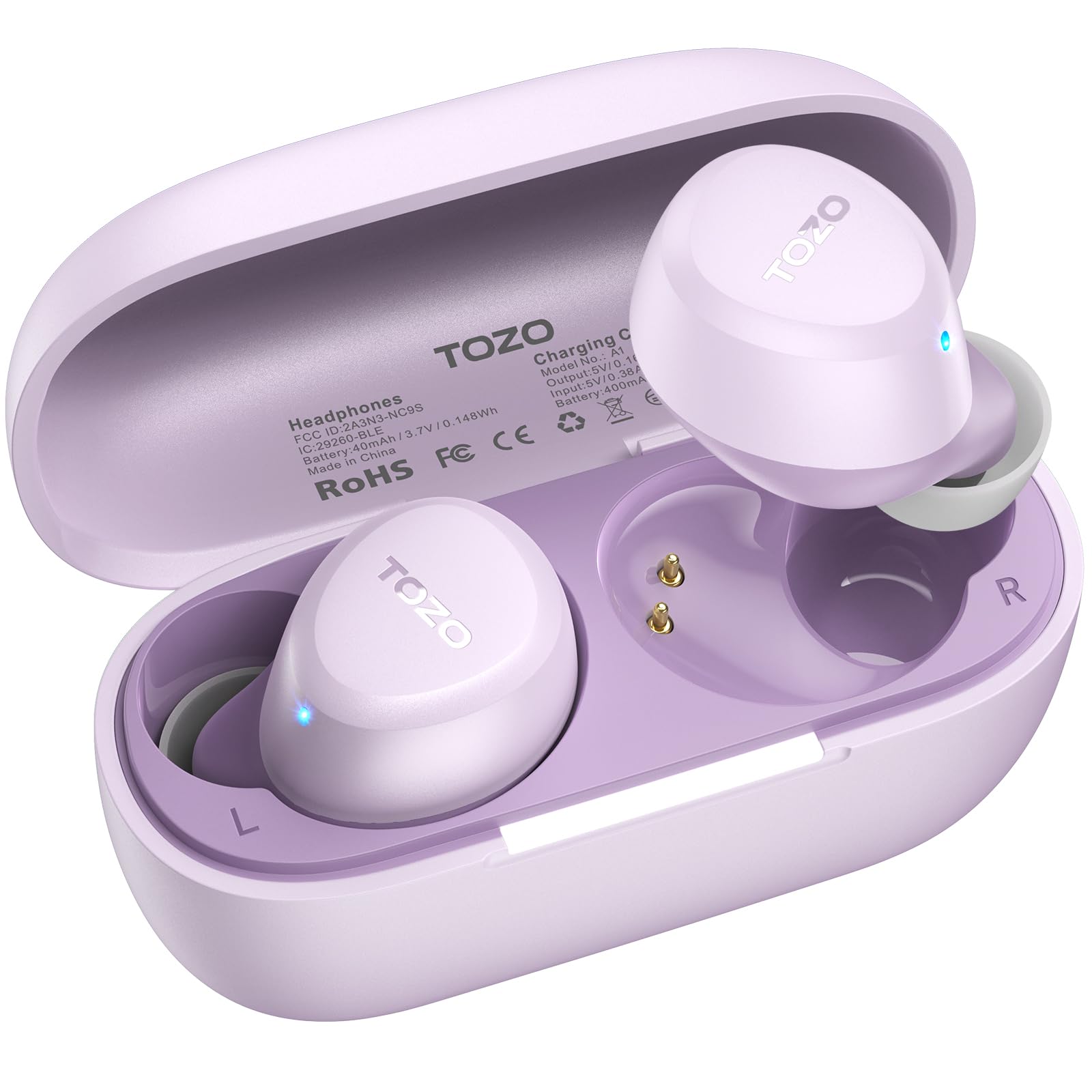 TOZO A1 Wireless Earbuds Bluetooth 5.3 Light Weight in Ear IPX5 Waterproof Headphones 2 Mic for AI Calls, Immersive Premium Sound Bass Headset with