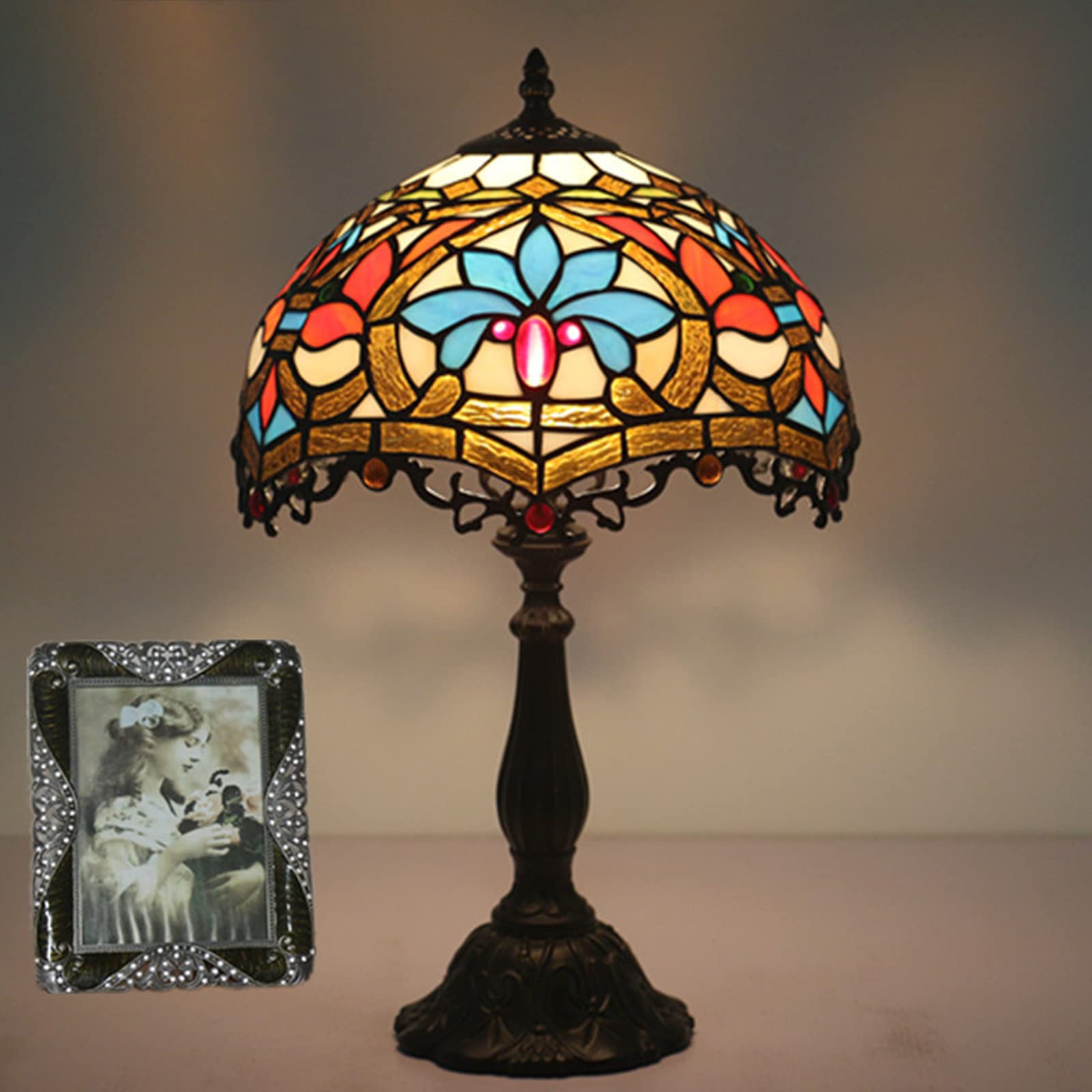 Vintage Tiffany Tischlampe 12 Zoll Barock Buntglas Schreibtischlampe Handgemachter Lampenschirm Gemütliches Art Deco Nachtlicht Schlafzimmer Leselicht Needed