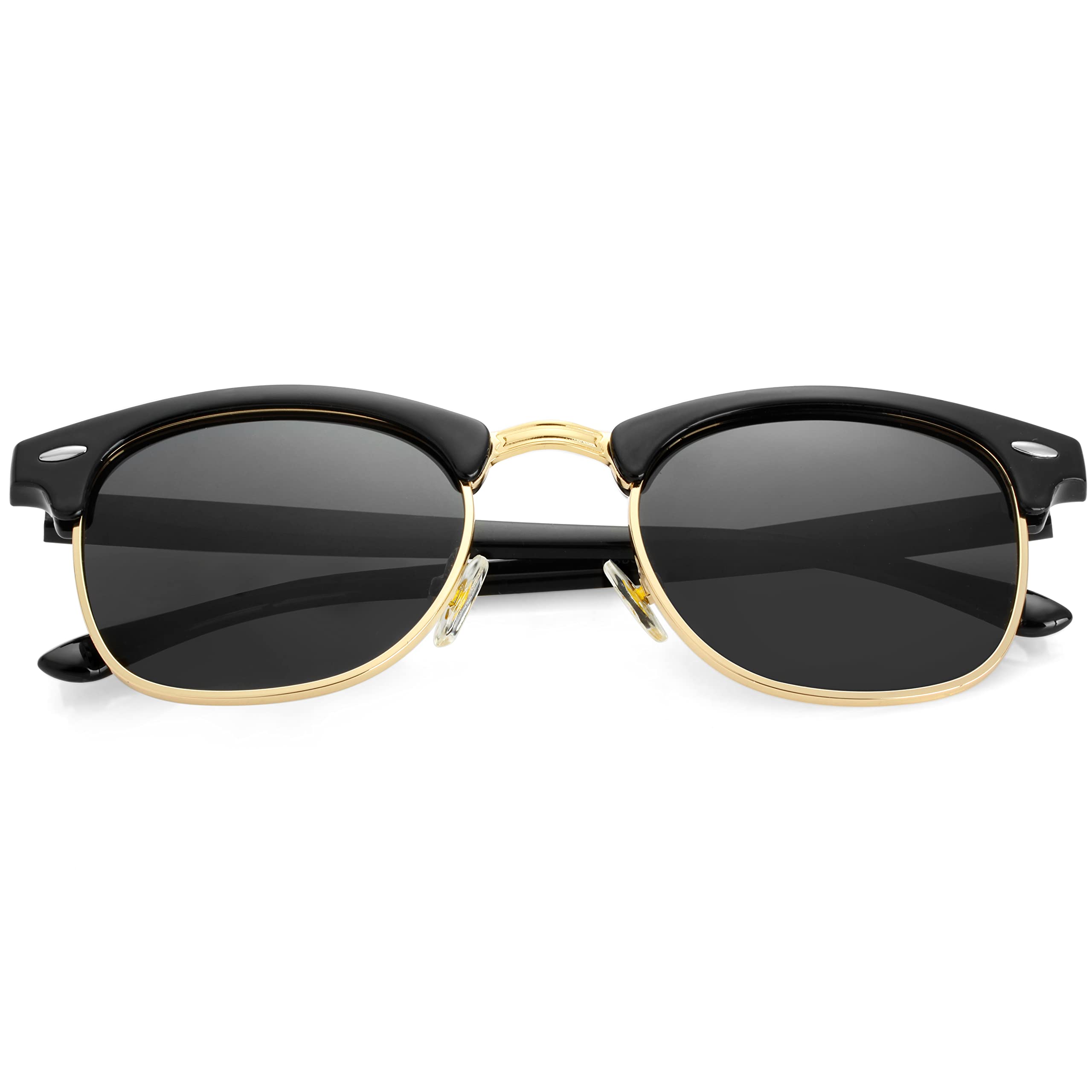 Gafas de sol polarizadas clásicas sin montura para hombres y mujeres, gafas de sol deportivas, 01 Oro negro brillante 5
