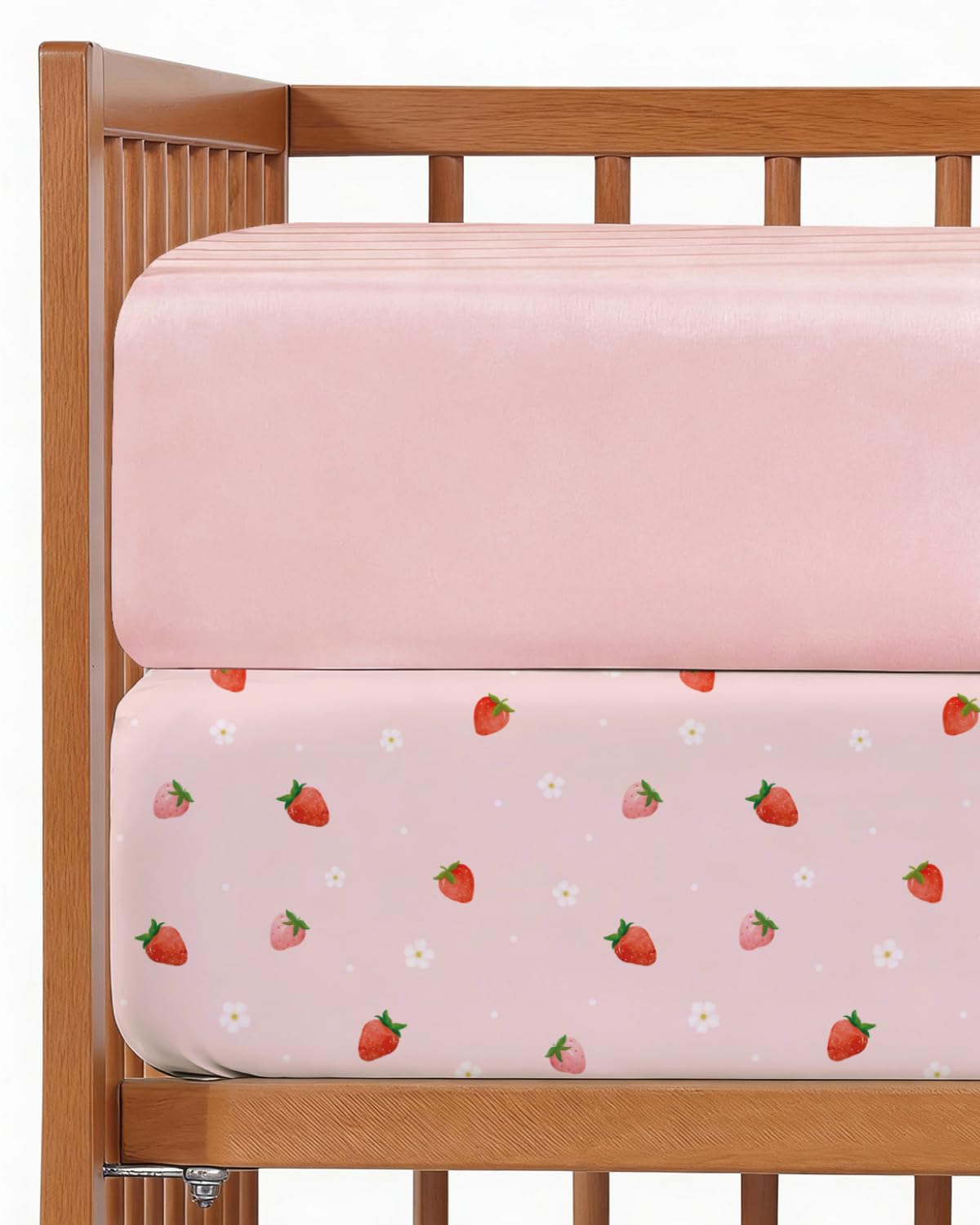 2-Pack Mini Crib Sheets - Pack N Play Sheets - 38 x 24in, Strawberries