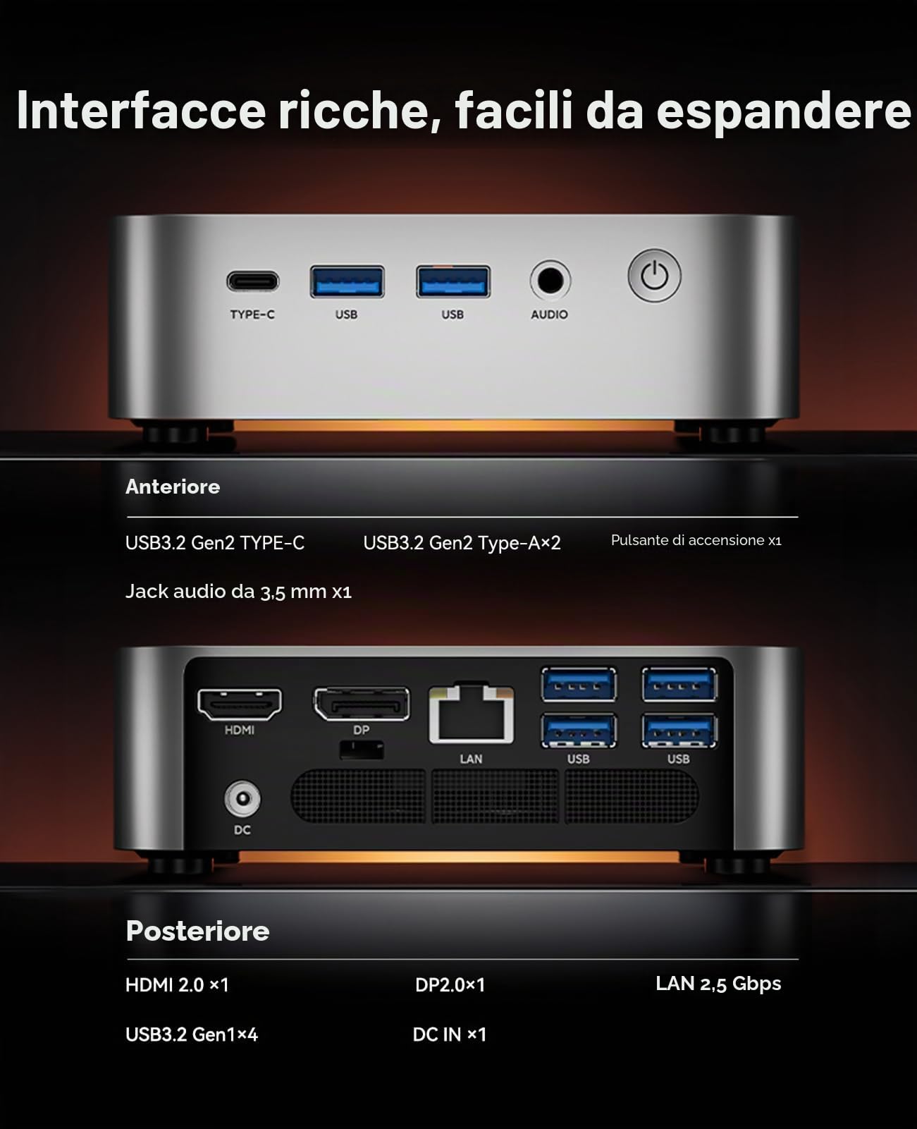 ACEMAGIC M1 Mini PC, AMD Ryzen 7 7735HS (8C/16T, fino a 4,75 GHz), 24 GB LPDDR5 1TB M.2 SSD Mini Desktop Computer,W-11 PRO AMD Radeon Graphics/4K Triplo Display/WiFi 6/BT 5.2 per Giochi e Ufficio