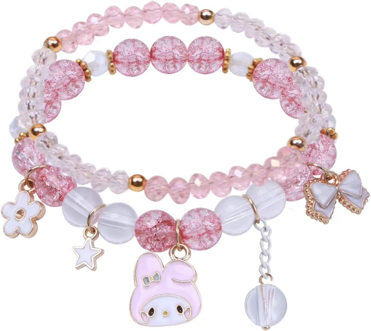 Kawaii Bracelets Cute Anime Elastic Stretch Crystal Beaded Bracelets Jewelry for Girls Women