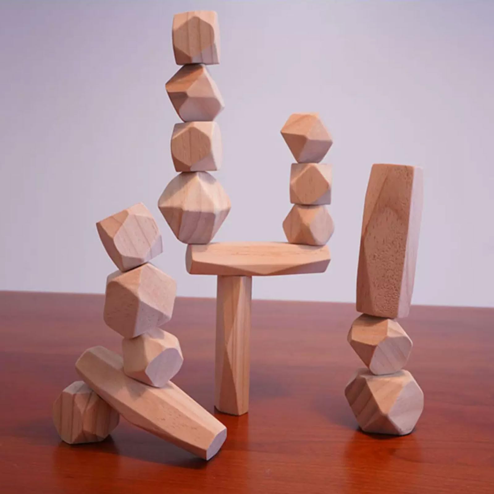 Bloques de Piedras apilables de Madera Natural Montessori sin Pintar
