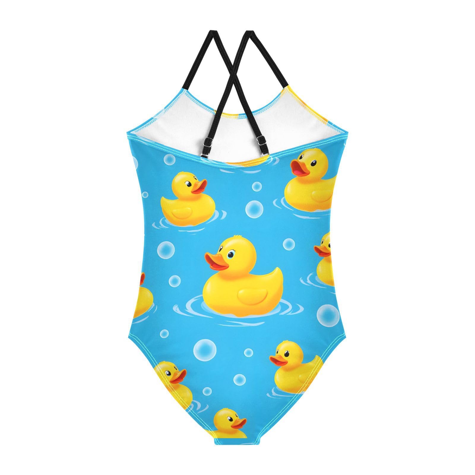 senya Girls Swimsuits Duck Bubbles One-Piece Swimwear Quick Dry Girls Bathing Suits for 5-6 Years Old Multicoloured