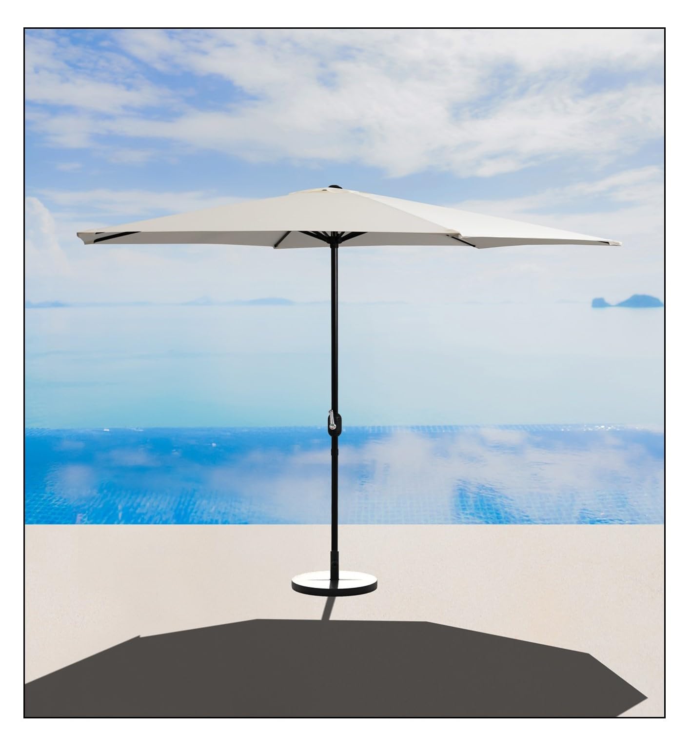 SOMBRILLA Parasol para Exterior UV50+, 300cm de Diámetro, 245cm de Altura, Beige. Parasol de Aluminio con manivela, 3 Metros de diámetro para Exterior. En Beige.