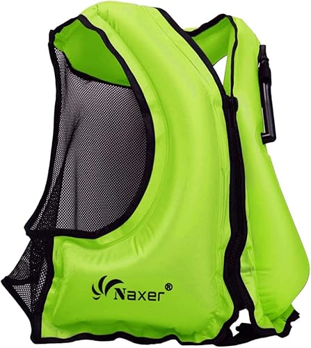 NAXER Chaquetas inflables de flotabilidad, chalecos de esnórquel para adultos, kayak, kayak, esnórquel, traje de esnórquel de 90 a 200 libras, fácil disponible en Yaxa Peru