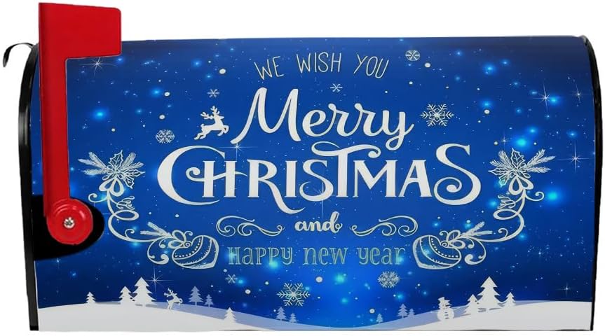 Christmas Magnetic Mailbox Cover, Featuring Snowflakes and Winter Scenes, Waterproof Oxford Cloth Christmas and New Year Mailbox Cover, Perfect for Outdoor Garden and Courtyard Home Decoration