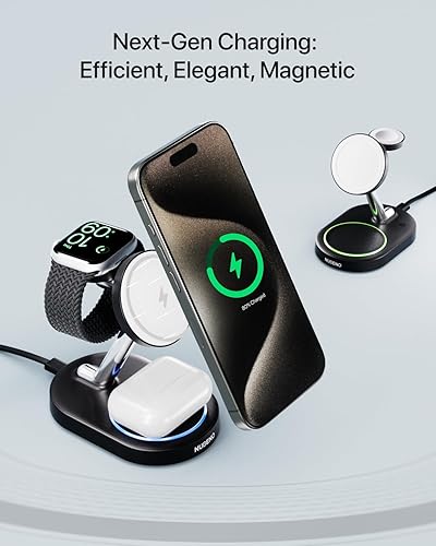 Miniatura 2 de Estación de carga rápida para dispositivos Magsafe Apple, estación de carga inalámbrica para iPhones MagSafe, soporte de cargador magnético 3 en 1