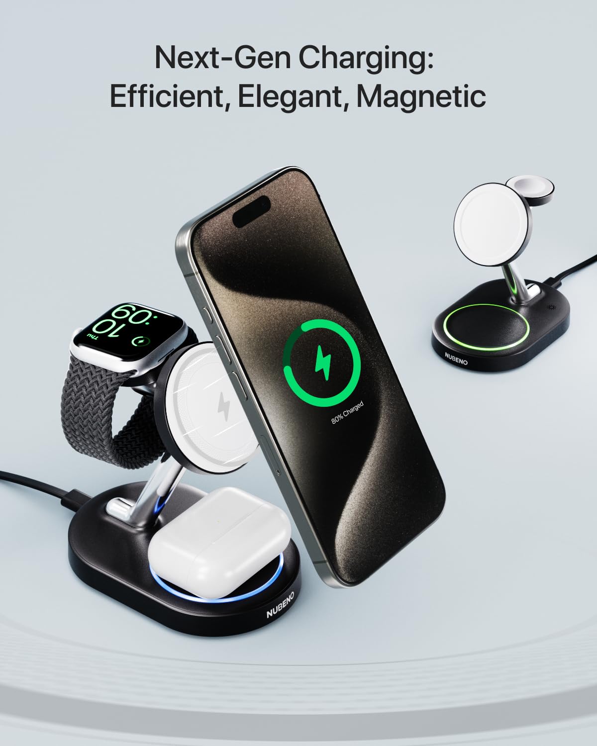 Szybka stacja ładująca do urządzeń Magsafe Apple, bezprzewodowa stacja ładująca do iPhone'a MagSafe, magnetyczny stojak na ładowarkę 3 w 1 do iPhone'a 15/14/13/12, Apple Watch i AirPods, czarny