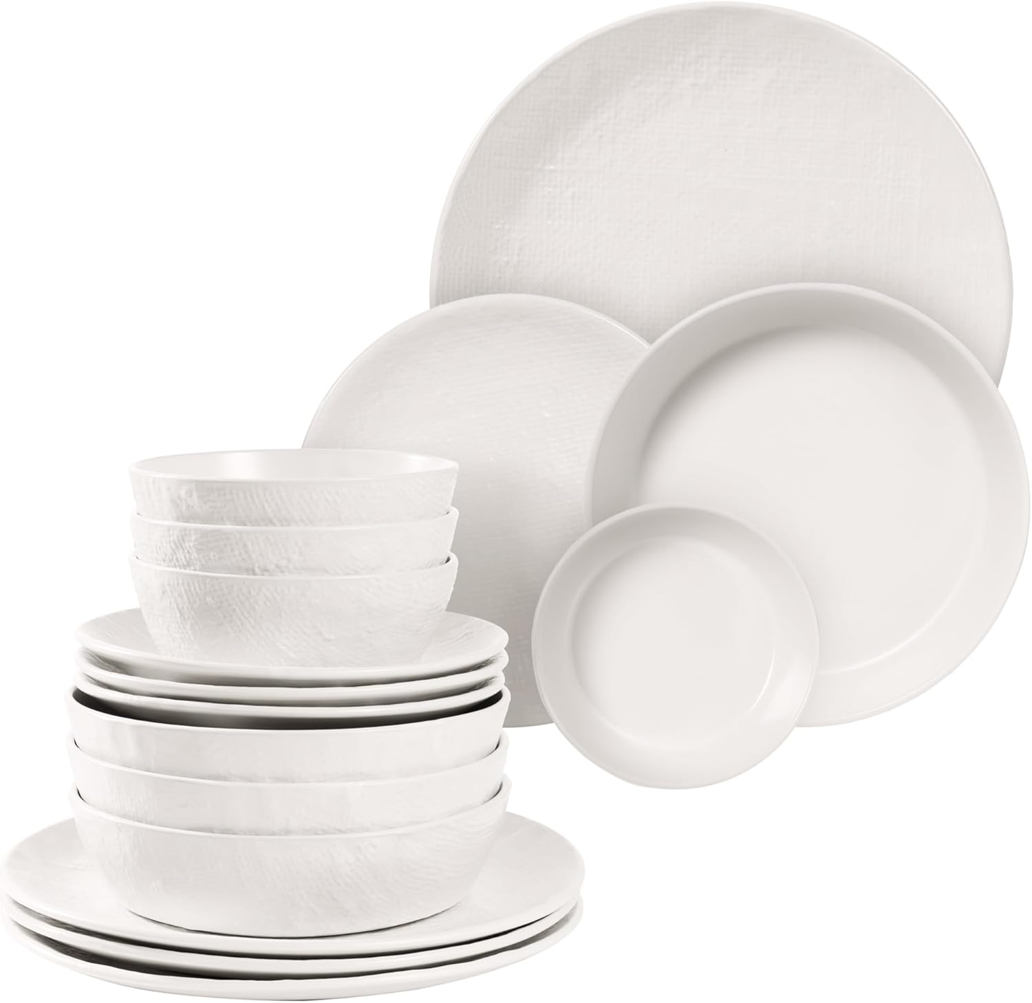 Navaris Stoneware Crockery Set for 4 People (16 Pieces) Plate Set