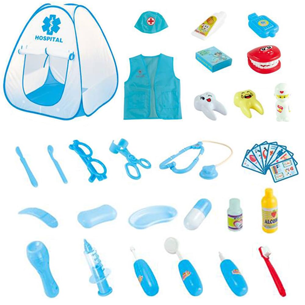 Hylukon Doctor Kit for Toddlers 3-5, Dentist Kit with Pretend Play Set of Teeth and Dental Accessories, Pretend Dentist Play Set, Christmas Birthday Costume Role Play Dress Up Gift for Boys Girls