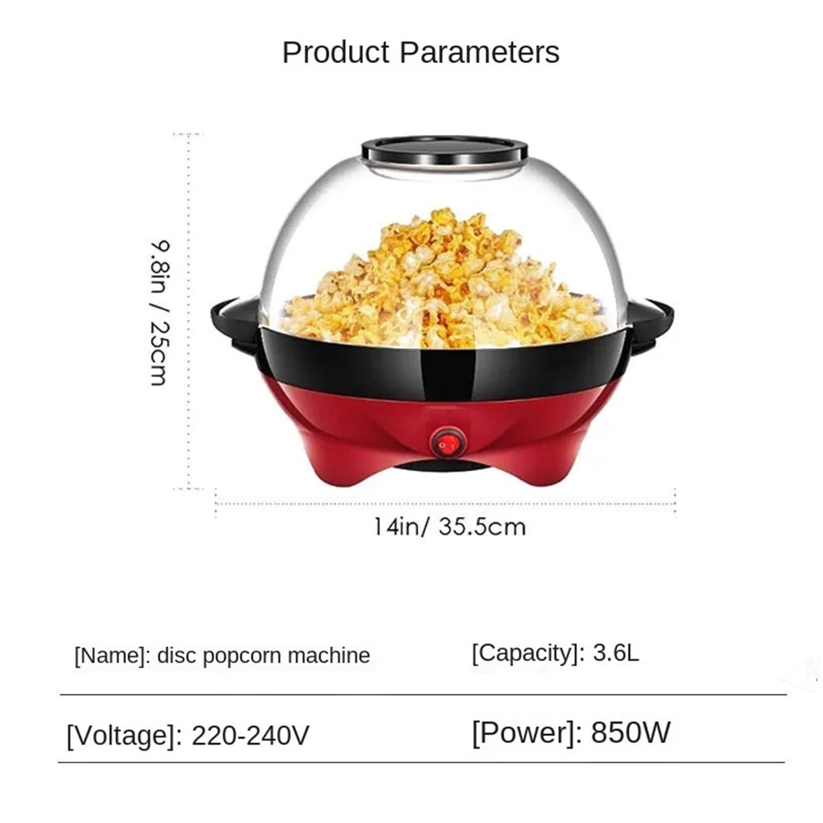Máquina palomitas familiar Minimáquina eléctrica de palomitas for el hogar, máquina maíz multifuncional con capacidad automática for cocina, bricolaje, aperitivos, azúcar, aceite