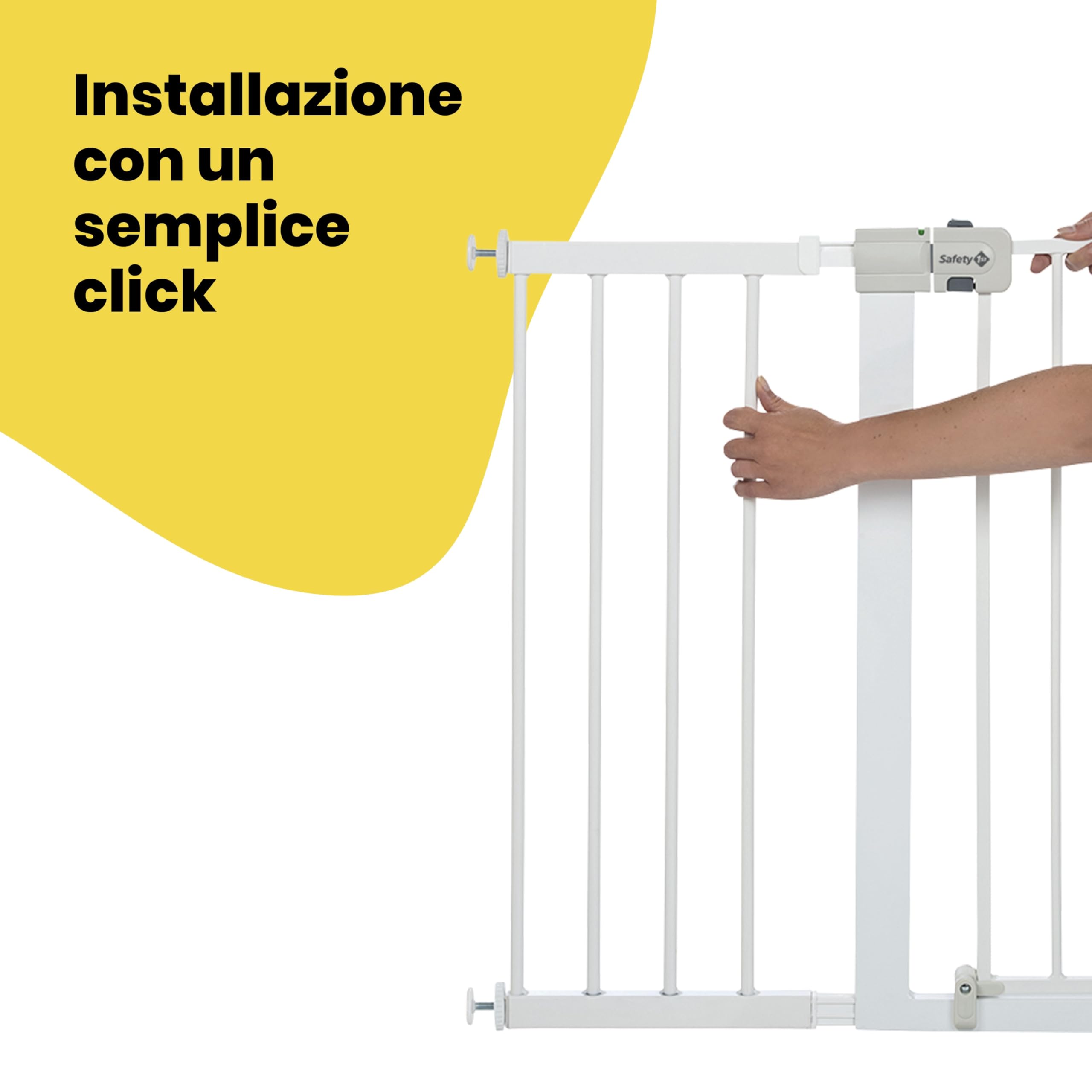 Safety 1st Estensione del cancello da 28 cm per cancelli per bambini con chiusura facile e automatica, estensione per cancelli delle scale, da sei mesi a due anni, bianco metallizzato