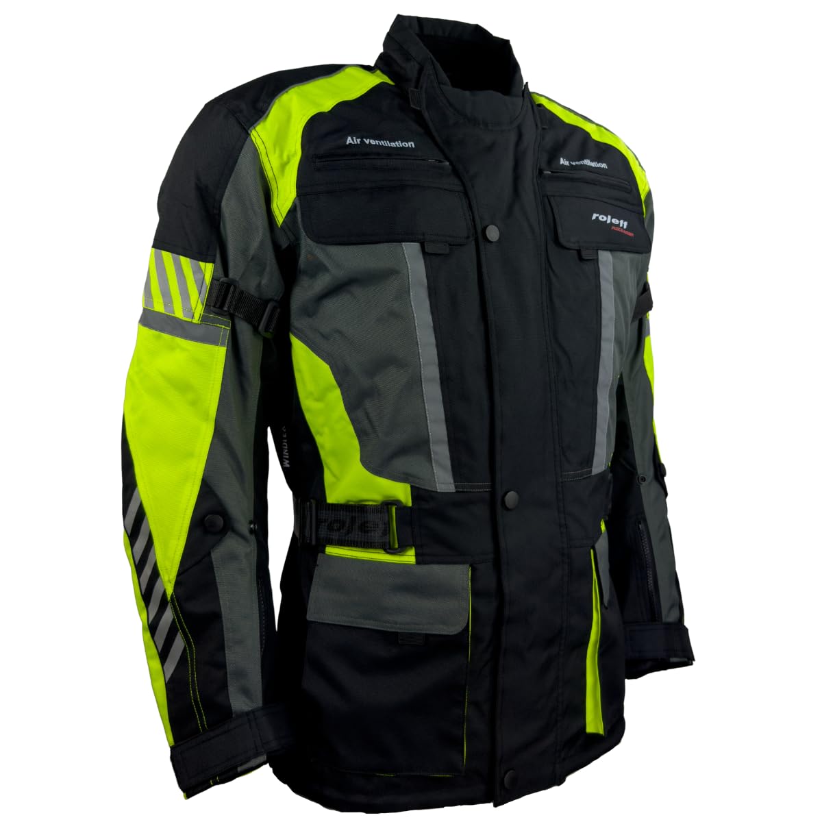 Roleff Herren Motorradjacke Textil – Protektoren, Belüftungssystem, wasserdicht, atmungsaktiv