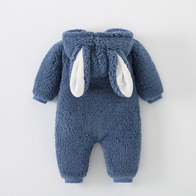 Image of Baby Bucket Single Zip Warm Fleece Hooded Romper for Baby Boy Girl