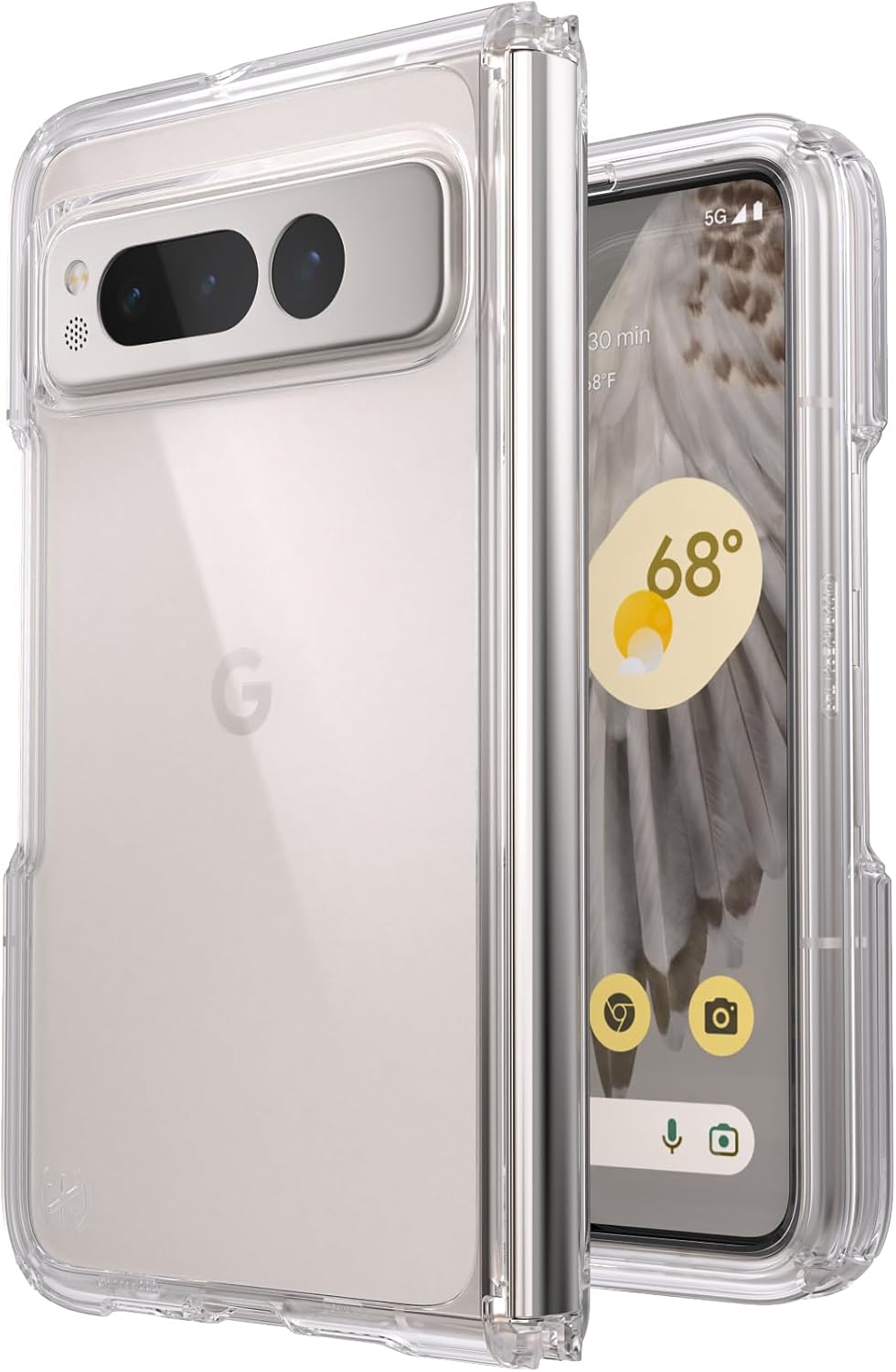 Speck Clear Google Pixel Fold Phone Case - One Piece, Foldable, Anti-Yellowing Phone Case with Drop Protection - Presidio Perfect-Clear Fold