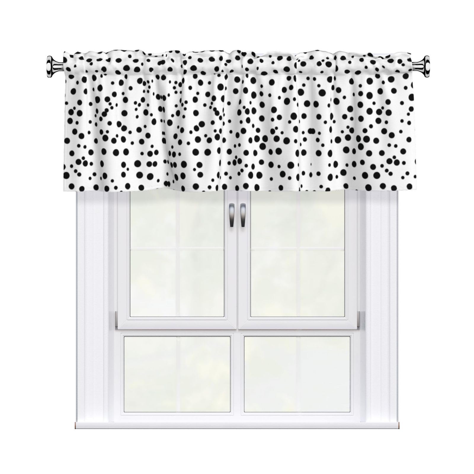 LLKGOT Cortinas de lunares blancos y negros adecuadas para sala de estar, cocina, dormitorio, habitación de los niños, decoración de ventanas, cortina opaca de 132 x 45 cm