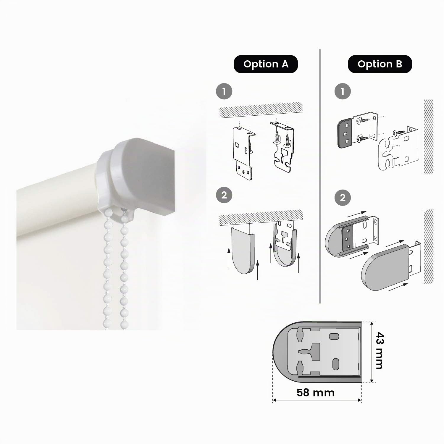 Store Enrouleur tamisant fenêtre Facile à Installer 100x250 cm Blanc Ivoire | Qualité Premium pour fenêtres et portes intérieures. Largeur tissu 99 cm Stores enrouleurs tamisants thermiques StoresDeco