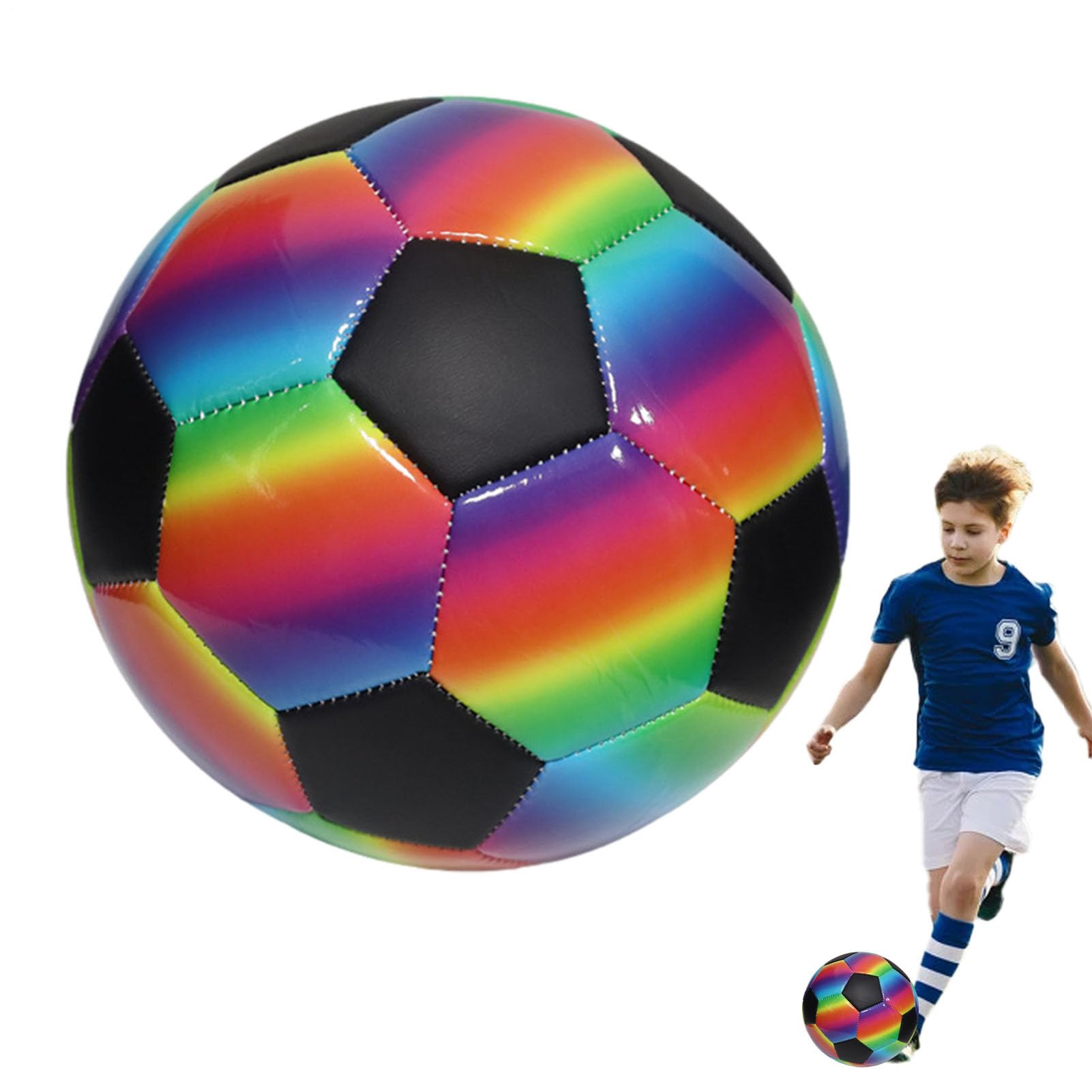 Football Rainbow Soccer - Colored Soccer Outdoor Football, Lightweight Inflatable Indoor Outdoor , PVC Panel for Garden Beach Playground Indoor