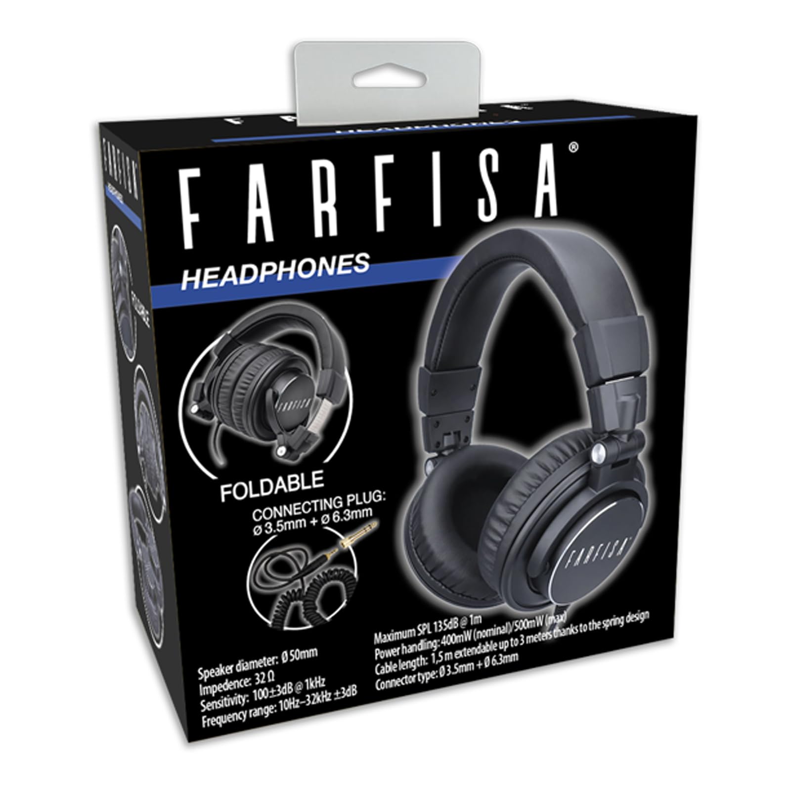FARFISA | Auriculares Profesionales con Cable, Almohadillas hipoalergénicas, Estructura de Aluminio anodizado, Aislamiento acústico pasivo de 32 dB
