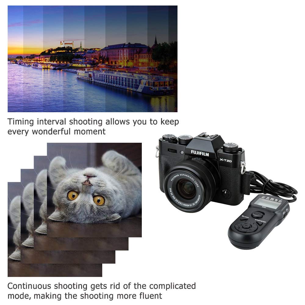 Telecomando con timer di rilascio dell'otturatore adatto per Fujifilm Fuji X-M5 X100V X-H1 X-T4 X-T3 X-T2 X-T30 X-T20 X-Pro2 X-E5 X-E3 X-T100 X-A5 GFX100