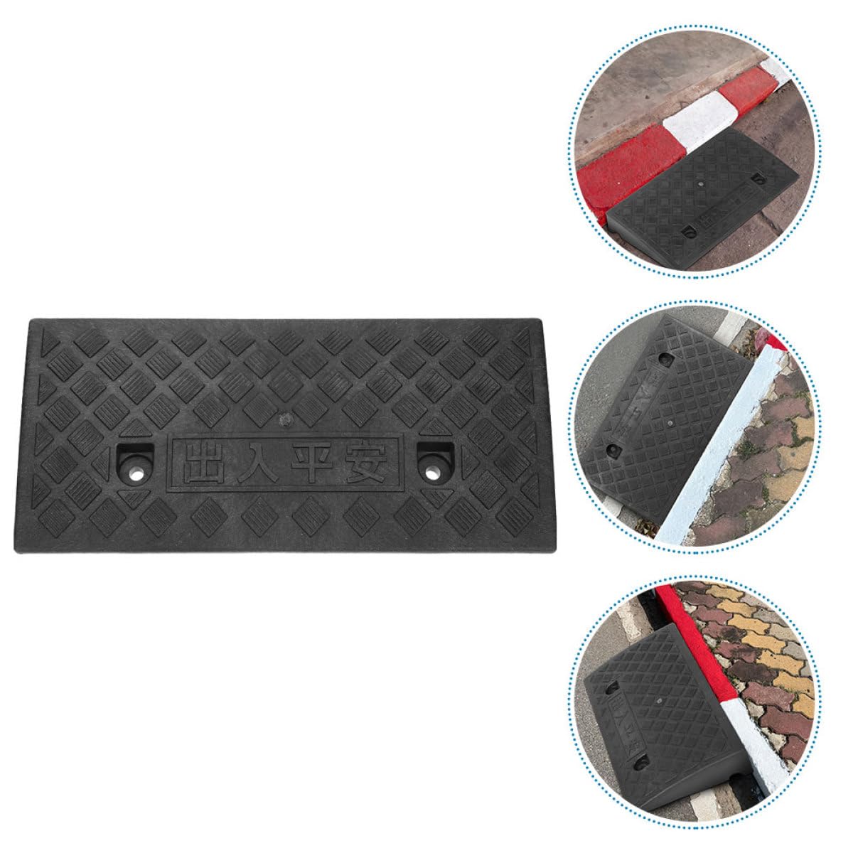 SHINEOFI Rampa de Goma para Bordillo de Coche 6 CM Alta Antideslizante Ligera y Portátil Protector de Entrada Adecuado para Sillas de Ruedas Monopatines y Uso Doméstico