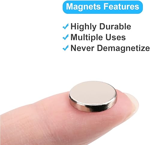 Miniatura 10 de 100 imanes pequeños, 0.197 x 0.079 in, mini imanes redondos pequeños, micro imanes de neodimio para manualidades, miniaturas, refrigerador, pizarra