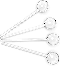 Teabloom Glass Stirring Spoons – Set of 4 Clear Petite Teaspoons (5.3 inches) – Coffee or Tea Glass Stirrers – Heat-Resistant and Toxin-Free – Dishwasher Safe