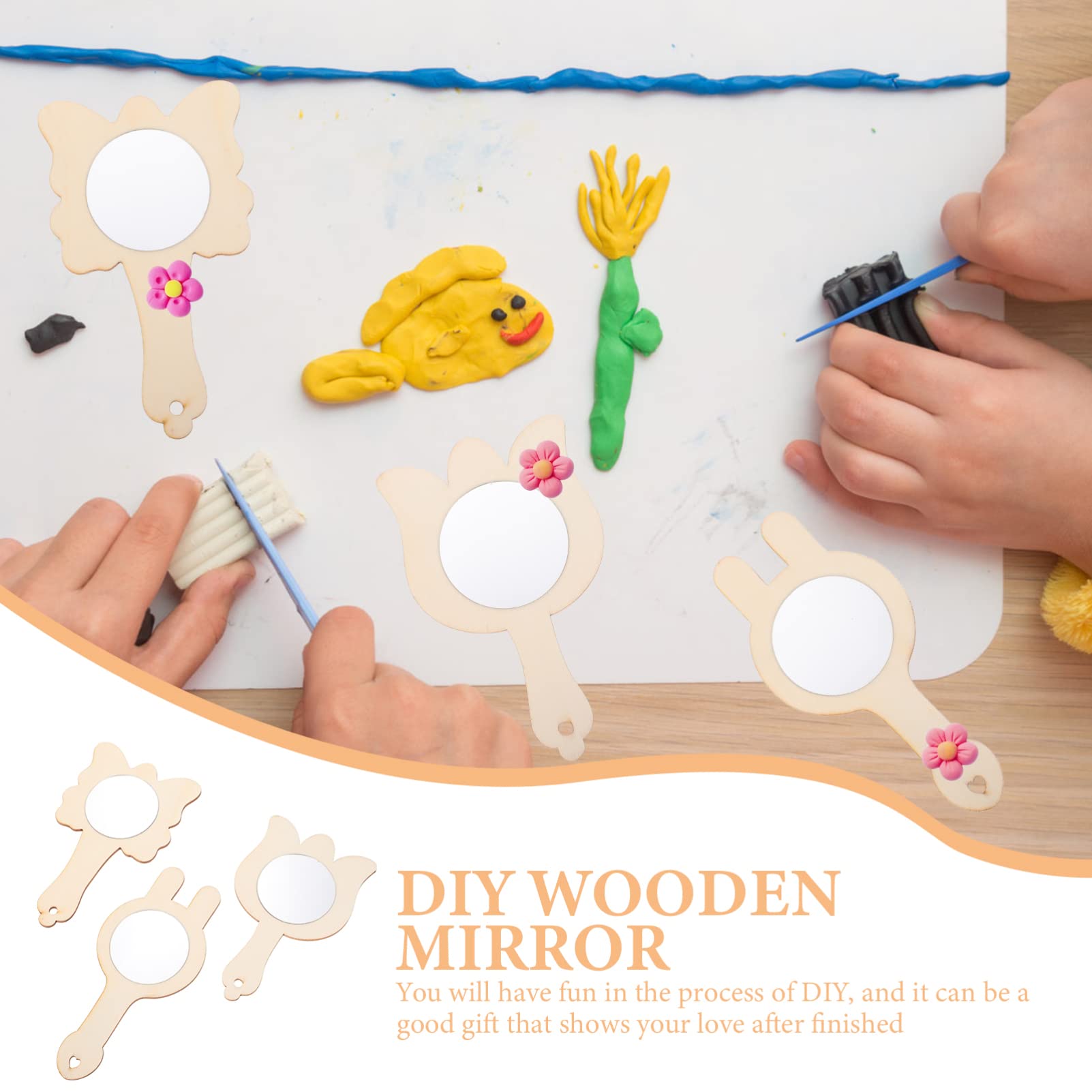 ibasenice 15pcs Handheld Mirrors for Boy Girl Crafting Unfinished Mirrors for Creative Projects for Classroom Activities Easy to Store Adorable Designs Khaki