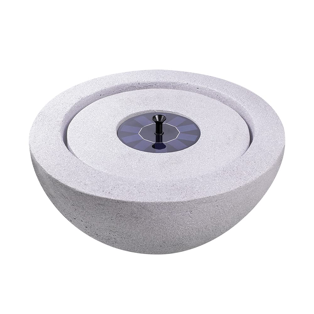 All Pond Solutions Bowl Stone Solar Water FeatureLight Grey from B&Q