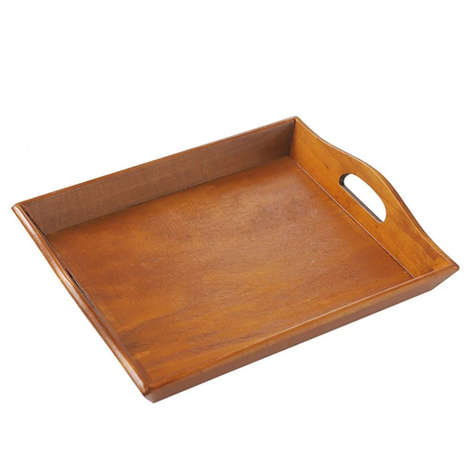 JINGYAN Breakfast Trays Tea Tray Wooden Serving Solid Wood Breakfast Sushi Snack Bread Dessert Cake Plate With Easy Carry Grooved Handle(A)