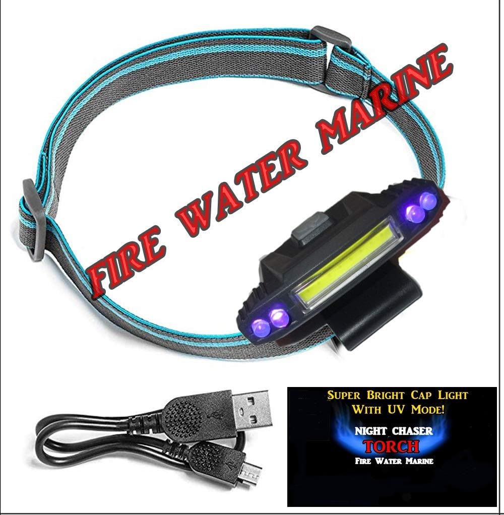 Night Chaser Torch Cap Light with UV Mode Rechargeable LED Black Light
