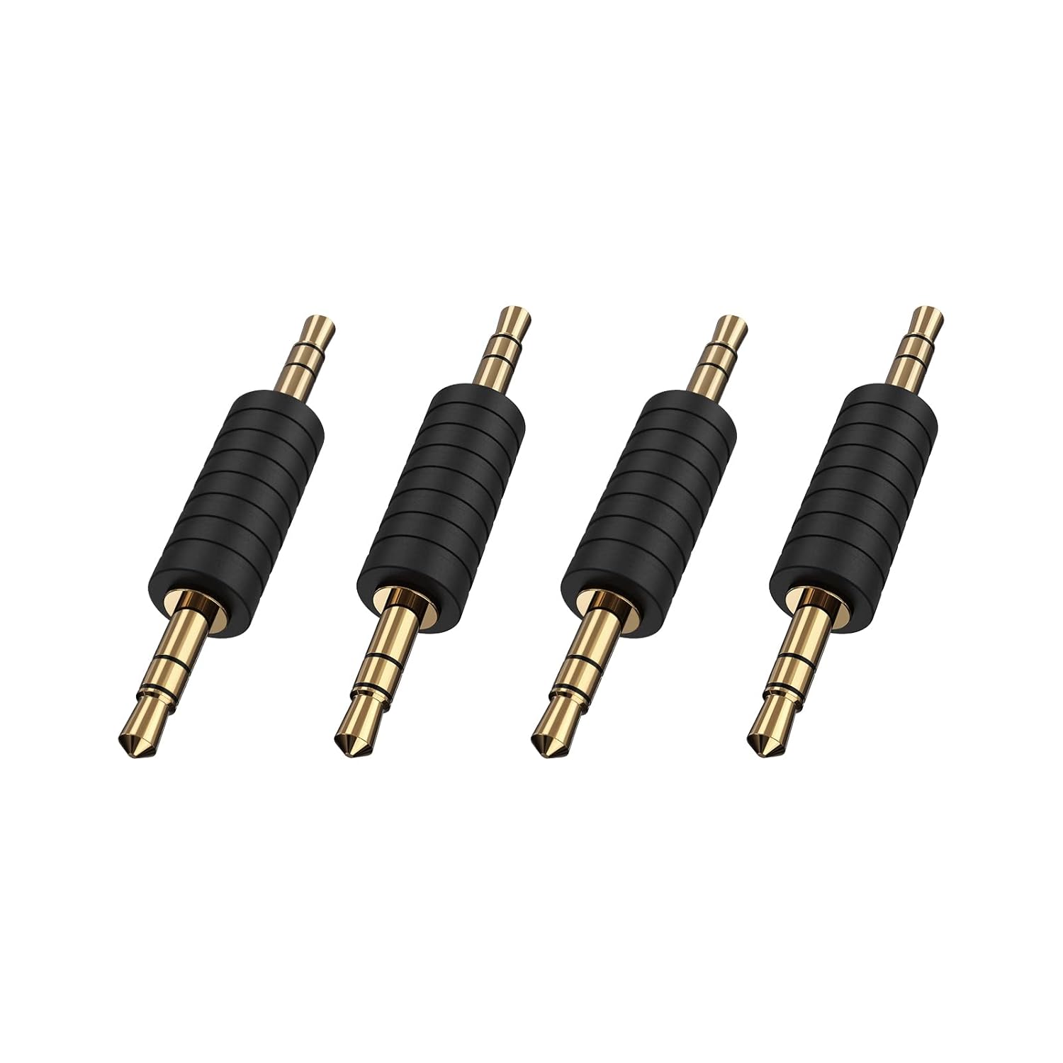 CableCreation 4 Pack 3.5mm 1/8 Stereo Jack to 3.5mm Audio Male to Male Adapter Connectors Gold Plated Compatible with TaoTronics, Mpow BH129 Bluetooth Receiver, Earphone, MP3 Player, car Stereo