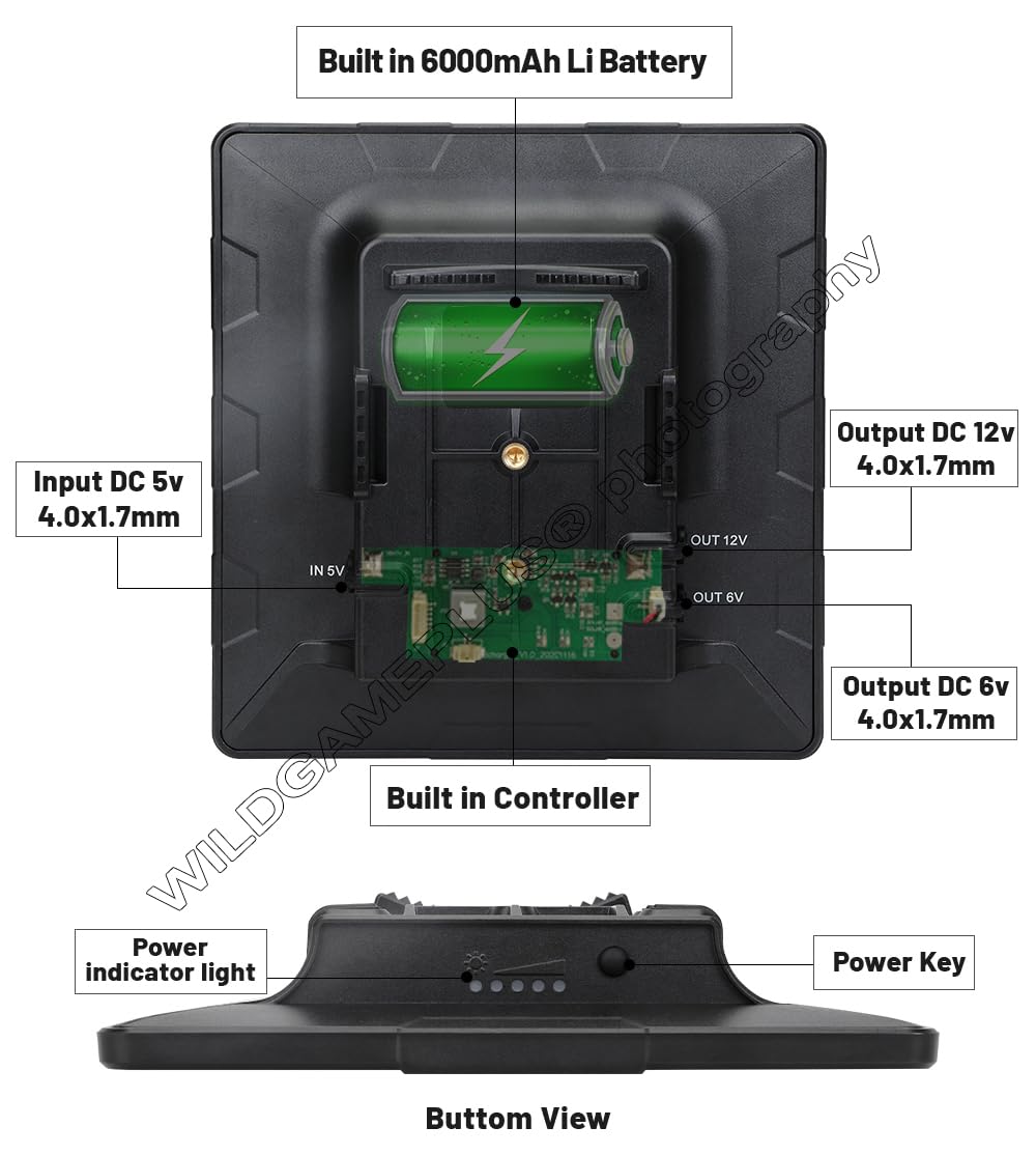 WILDGAMEPLUS Impermeabile 5 Watt, 6000 mAh, pannello solare di tipo C, ricarica solare per fotocamera 3G/4G Wild Trail Secruity BL6A