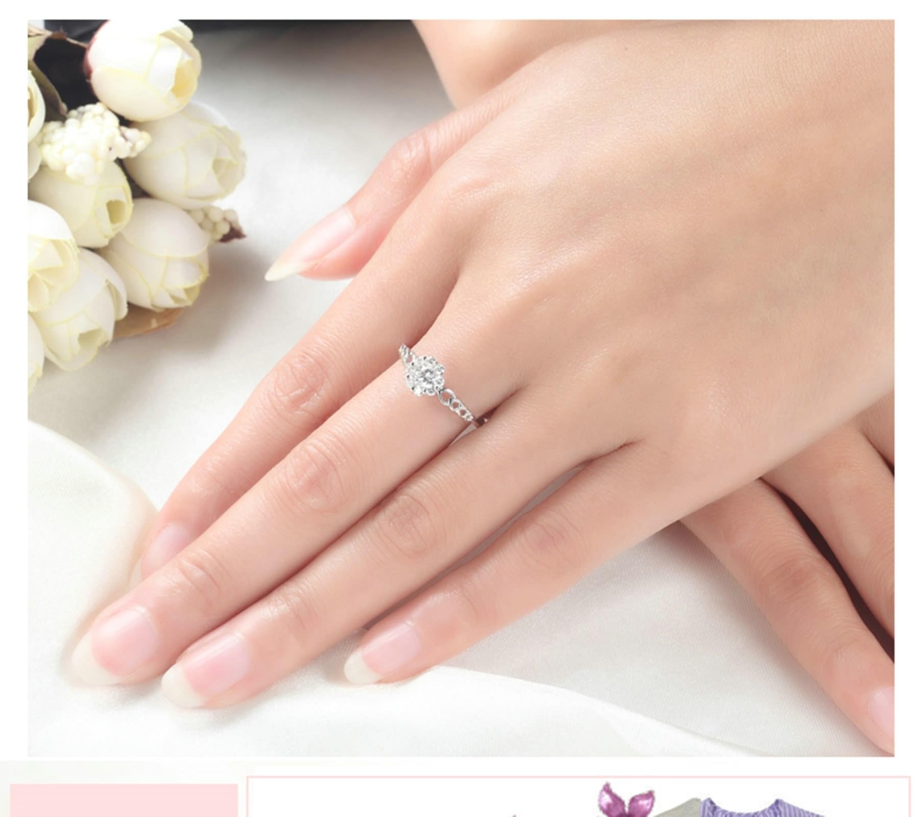 Anillo de graduación, anillo solitario de oro blanco de 18 quilates de 1 0,21 quilates VVS blanco redondo brillante cultivado en laboratorio, regalo para el día de San Valentín