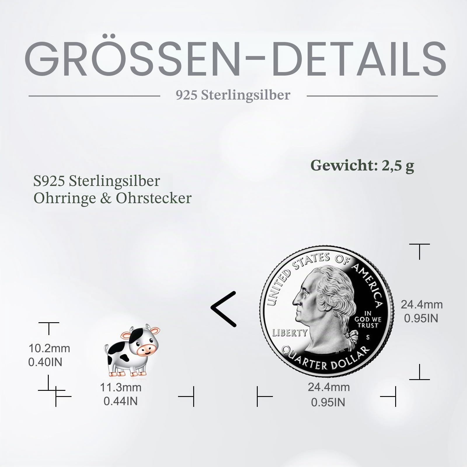 VONALA Kuh Ohrstecker 925 Sterling Silber Kuh Ohrringe für Damen Kuh Geschenke für Mädchen Tier Ohrringe Westernschmuck