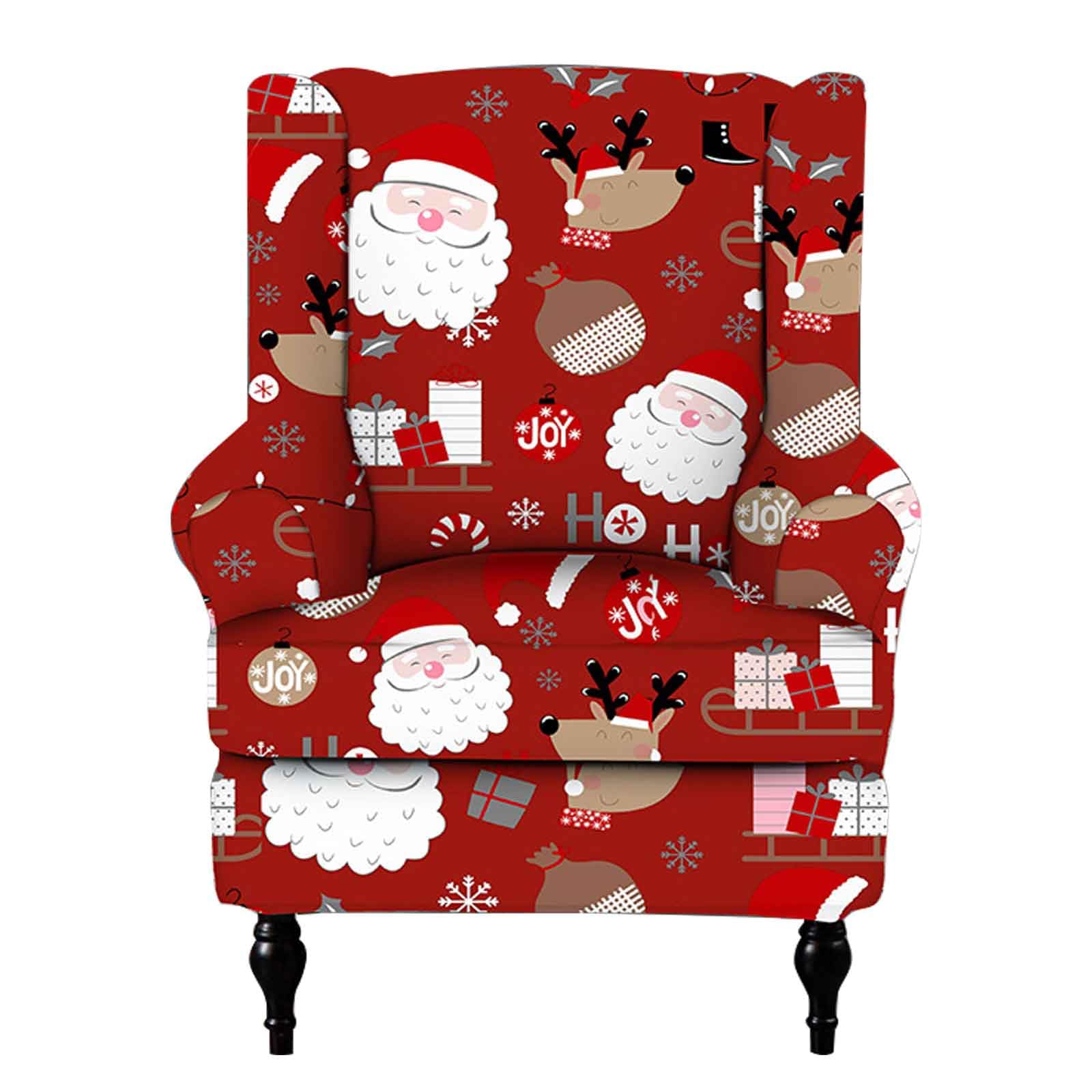 Zhuiyuan C Hristmas Wingback Hair Overs Wingback Hair Slipcover Hristmas Print Wingback Hair Over Wing Back Hair Overs With Arms Washable Hair Overs For Room Living Room Armchair