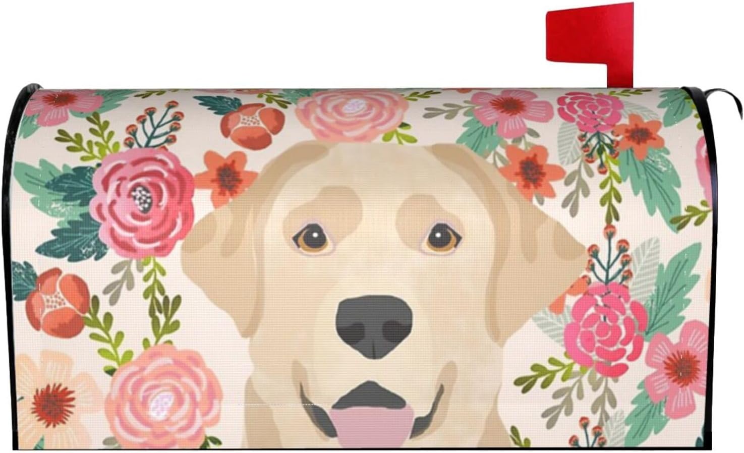 Labrador Retriever Dogs Floral Boho Flowers Magnetic Mailbox Cover Standard Size Post Box for Outdoor Garden Yard Home Decor 21x18 in