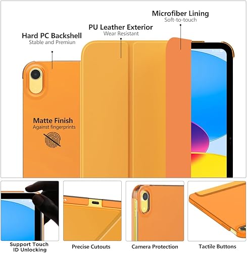 Miniatura 3 de MoKo Funda para iPad de 10. generación 2022, delgada, de policarbonato duro, translúcida, carcasa trasera para iPad de 10.9 pulgadas 2022,